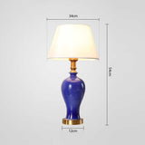 SOGA 2X Blue Ceramic Oval Table Lamp with Gold Metal Base TABLELAMP120BLUEX2