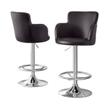 Artiss 2x Leather Bar Stools Swivel Adjustable Gas Lift PU Counter Chairs Brown BA-K-7200-BRX2