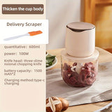 wireless meat grinder, USB charging meat grinder, 600ml food processor, multifunctional kitchen V1102-753-04922-BEG-600ML