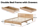 Artiss Double Bed Frame with 2 Drawers Bedroom Furniture WBED-F-OATMEAL-D-NA-DRAW