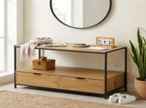 CARLA HOME Coffee Table with 2 Drawers - Open Shelf - Brown - Rustic - Steel - Living Room Bedroom V178-36449