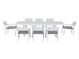 Gardeon Outdoor Dining Set 9PCS Aluminum Extendable Table Chairs Patio Furniture FF-DINING-9ALU-WH-ABC