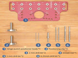 2-in-1 Cabinet Door Drilling Locator Template for Hinge and Handle Installation, Alloy Woodworking V1341-ZY-59PA4MXW-SET