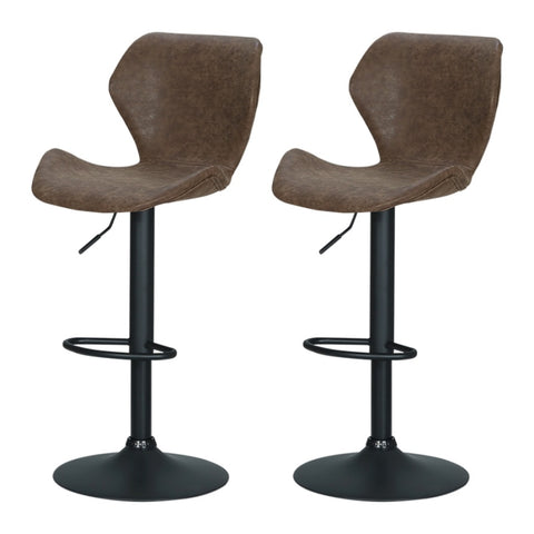 Artiss Bar Stools Kitchen Counter Stools Swivel Gas Lift Vintage Chairs Brown x2 BA-K-9977-BRX2