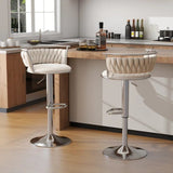 SERENIT Silver Swivel Upholstered Velvet Adjustable Height Counter Stool with Metal Frame White V255-GP2311R-WHITE