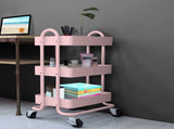 Levede 3 Tiers Kitchen Trolley Cart Pink HO0576-3-PK_NZ