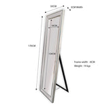 Silver Beaded Framed Mirror - Free Standing 50cm x 170cm V292-MIRR-BDD011