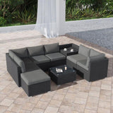 Large Modular Outdoor Ottoman Lounge Set in Black V264-OTF-509S-541S-BLK