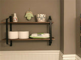 2 Layer Wood Wall Shelves Home Decor Floating Shelf Metal Hanging Storage Rack V767-ZJJ204