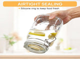 glass storage jars, airtight jars, kitchen storage, food storage, grain storage, pasta storage, V1102-122-48499-CLR-2PCS-1000ML