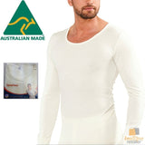 Mens THERMAL Long Sleeve Top Merino Wool Blend Underwear AUS MADE Thermals Warm - Medium V563-BR-MWTOP-M95CM