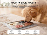 Slow Feeder Licking Mat for Pets with Stainless Steel Tray, Anti-Slip Silicone Base, and Spatula V1341-ZY-VJLJXKVR-SILVER