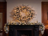 Christabelle Snowy Dorchester Christmas 2pc Set 1.2m Large Christmas Wreath and Garland with LE CMB-NATSD-L-WG