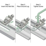 Grounding Lug 6.7mm Aluminium Alloy Rail Connector for Solar Roof, Ground Mount & Carport Systems V1258-DP02-C-2173