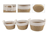 3 Piece Cotton Rope Stripe Carry Handles Storage Baskets Set V915-MB0052