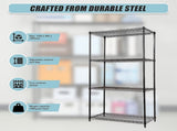 Modular Wire 120x45cm Steel Shelving Black With Fixed Legs For Garage Kitchen Or Retail V63-841031
