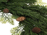 19.7 Inch Cedar Wreath Artificial Cedar Xmas Wreath with Vintage Rustic Cow Bell Brown Linen Ribbon V1294-YM0901-3115250067711