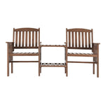 Gardeon Outdoor Garden Bench Loveseat Wooden Table Chairs Patio Furniture Brown ODF-LOVESEAT-BR