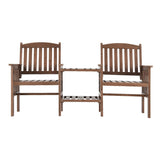 Gardeon Outdoor Garden Bench Loveseat Wooden Table Chairs Patio Furniture Brown ODF-LOVESEAT-BR