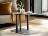 Luxury C Shaped End Table Small Accent Table Faux Leather Top With Storage Bag V767-CJ-X119