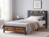 Levede Single Bed Frame Industrial Tufted Soft Storage Headboard USB Charge BF1057-S-DG-AU