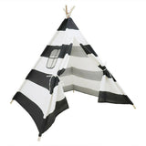 Kids Teepee Tent Black and White Stripe Children Play House for Indoor & Garden V767-XJJ162-BAW-DZ