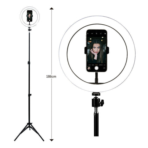 LED Selfie Ring Light with Tripod Stand & Cell Phone Holder for Live Stream/Makeup V563-PE0153