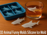 Shark Silicone Ice Molds - 3D Silicone Fun Shark Cube Maker - 4 Shark Fin Ice Cube Molds - Suitable V1259-DP01-BO-322