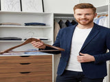 Premium Wooden Hangers 6-Pack Wide Shoulder Non-Slip Design for Coats, Jackets & Suits 360&deg V1258-DP02-WO-112