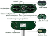 Solar Animal Repeller with LED Flash and Ultrasonic Deterrent - Outdoor Motion Sensor Pest Deterrent V888-ELOSUNG57351