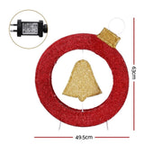 Jingle Jollys Christmas Lights 60cm Motif 30 LED Bell Wreath Xmas Decorations XMAS-MOT-D-WREATH-RD