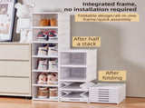 Transparent Grey 3-Layer Foldable Shoe Storage Tower with Transparent Display Panel & Back V888-ELOSUNG45710