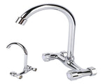 Wall Mount Kitchen Stainless Steel Smooth Surface 2 Handles Faucet Kitchen Faucet for Home V1294-YM0901-3118230146311