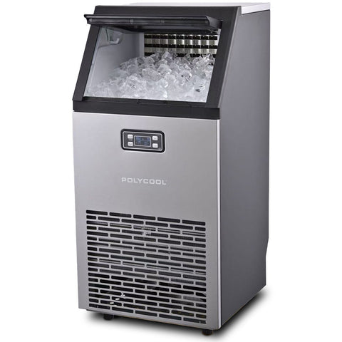 POLYCOOL Commercial Ice Maker Machine, up to 60kg/24hr, Timer & Self Cleaning Programs V219-FDSICMPY60KA