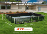 Canvas Fish Pond, 1781.3L Above Ground Fish Pond, PVC Koi Tank with Clear Viewing Panel, Rectangular V952-DSYCHSDTMC21LEAON002V0