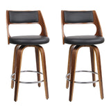 Artiss 2x Bar Stools Swivel Leather Chair 65cm BA-TW-8569-BKX2-AB