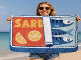 Sardine Can Bath Mat, Blue Bathroom Rugs for Bedroom, Soft Washable Rug Non Slip Cute Kitchen Bath V1258-DP02-C-555