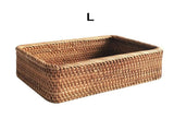 Rattan Storage Basket Hand Woven Rectangular Fruit Serving Basket for Kitchen Counter Living Room L V1294-YM0901-200818DY03-3