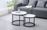 Nesting Style Coffee Table - White on Black - 60cm/45cm V292-NEST-WHT006