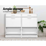 Artiss Shoe Rack Cabinet 36 Pairs Adjustable Shelves White Sara FURNI-SHOE-NEW4D-WH-AB