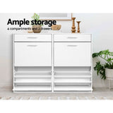 Artiss Shoe Rack Cabinet 36 Pairs Adjustable Shelves White Sara FURNI-SHOE-NEW4D-WH-AB