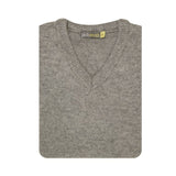 100% Shetland Ragg Wool V Neck Knit Jumper Pullover Mens Sweater Knitted - Grey - XXL V563-SW-VN-GRY21-XXL