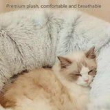 Grey Foldable Cat Tunnel Bed - Plush 2-in-1 Pet Nest with 26cm Wide Opening, Non-Slip Base and V888-ELOSUNG53674
