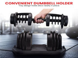 Powertrain 80kg Adjustable Dumbbell Set W Stand Home Gym Exercise Free Weights DMB-BF2-040-2S