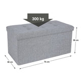 SONGMICS 76cm Folding Storage Ottoman Bench Foot Rest Stool Light Gray V227-8498402106080