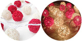 1 Set of Red and White 5cm Rattan Cane 50 Ball Battery Powered LONG 5m String Lights Christmas Gift V382-REDWHITERATTBALLBATT50