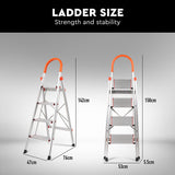 4 Step Ladder Multi-Purpose Folding Aluminium Non Slip Platform Household V465-82031