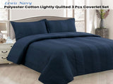 Lewis Navy 3 Pce Lightly Quilted Polyester Cotton Coverlet Set Queen V442-STT-COVERLET-LEWIS-NAVY-QS