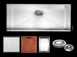 BRIENZ 32-inch Nano Workstation Ledge Undermount 16 Gauge Stainless Steel Kitchen Sink Single Bowl V63-836481