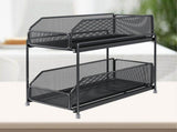 Pull Out Cabinet Organizer 2 Tier Carbon Steel Mesh Large Capacity Easy Maintenance Sliding Basket V1294-YM0706-3118230202312